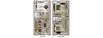The York floor plan at Hyde Park Townhomes, PRG Real Estate Management, Chester, Virginia
