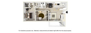 The Overbrook Floor Plan at Chinoe Creek Apartments, PRG Real Estate Management, Lexington, KY, 40502