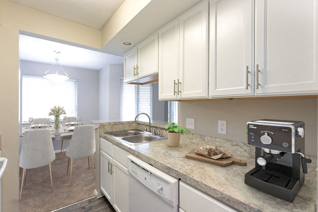 Stainless Steel Sink With Faucet In Kitchen at Chinoe Creek Apartments, PRG Real Estate Management, Lexington, KY