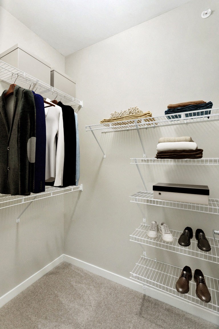 Walk-In Closets With Built-In Shelving at AMP Apartments, PRG Real Estate, Louisville, KY, 40206