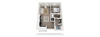 bedroom floor plan at The Constellation Apartments, PRG Real Estate, Hampton, Virginia