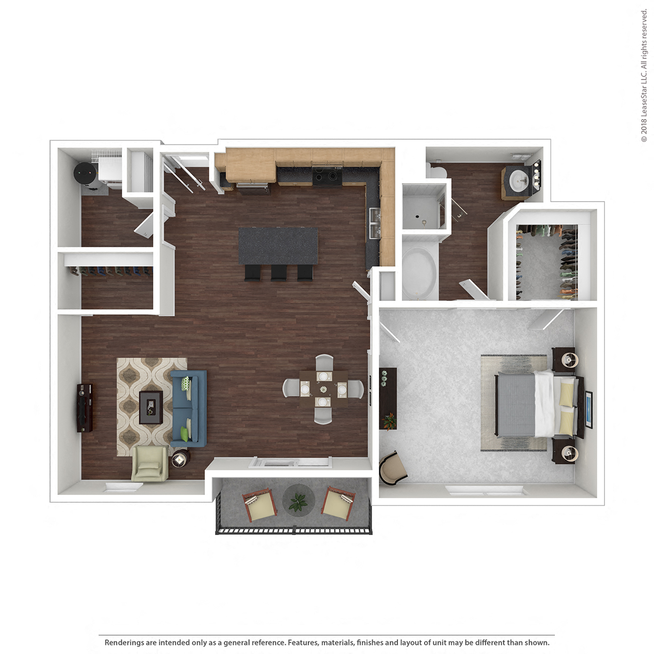 A4 with furniture Floor Plan at 45 Madison Apartments, Kansas City, MO
