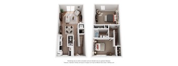 Alsace  2 bedroom 1 bathroom Floor Plan at The Courtyards of Chanticleer Apartments, Virginia Beach