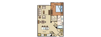 1 bed 1 bath Ash Floor Plan at The Loree, Jacksonville, 32256