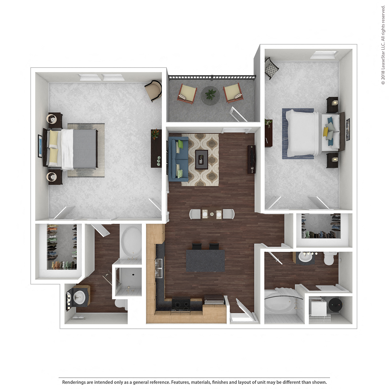 B4 with Furniture Floor Plan at 45 Madison Apartments, Missouri