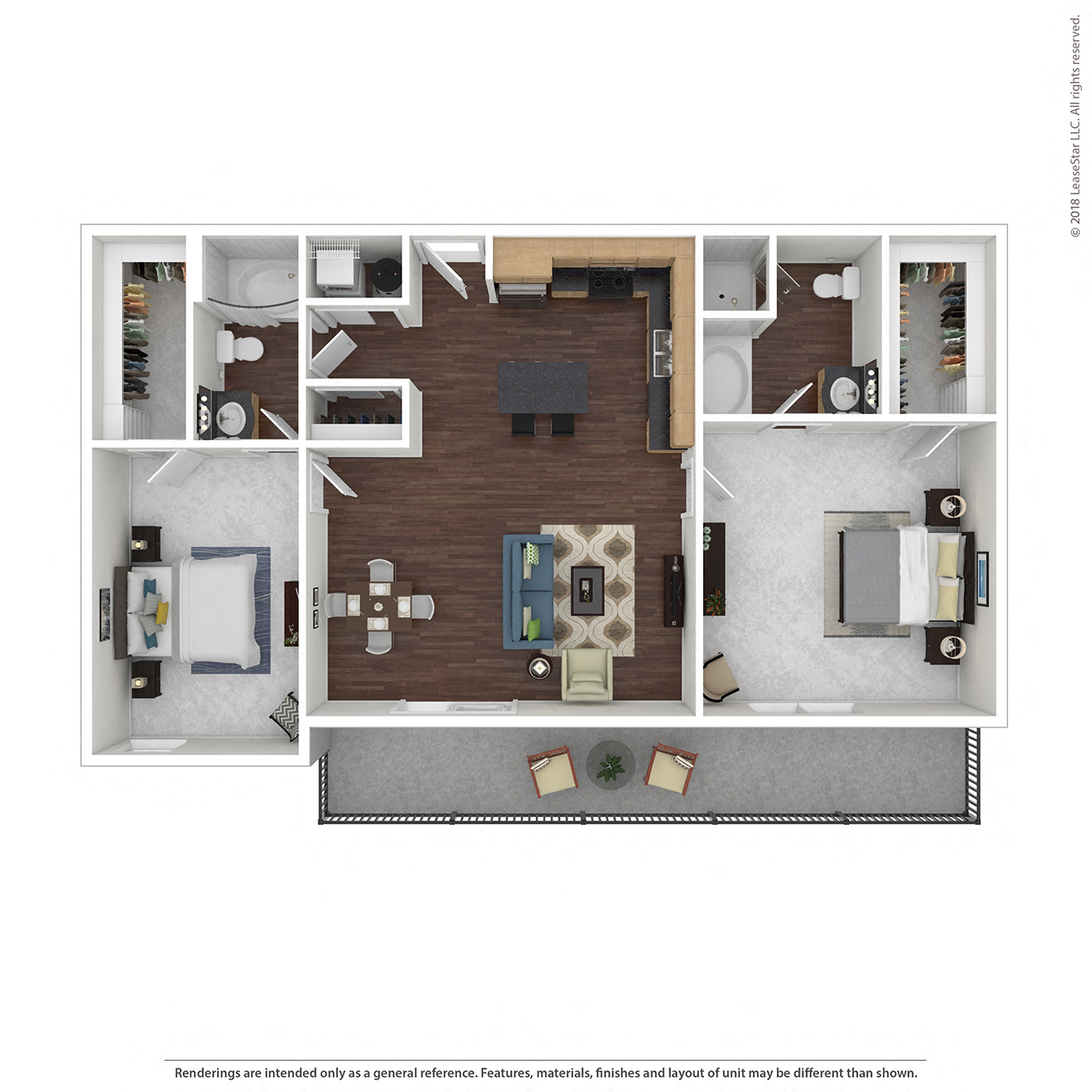 B5 with furniture Floor Plan at 45 Madison Apartments, Missouri, 64111