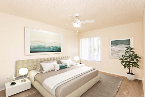 Comfortable Bedroom With Large Window at The Villages Apartment of Banyan Grove, Boynton Beach, 33436