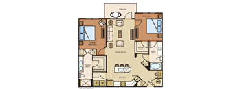 2 bed 2 bath Beech Floor Plan at The Loree, Florida, 32256
