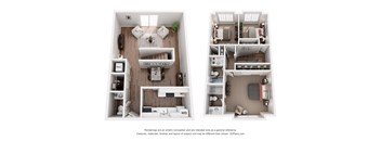 Bordeaux  2 bedroom 2 bathroom  Floor Plan at The Courtyards of Chanticleer Apartments, Virginia Beach, VA, 23451