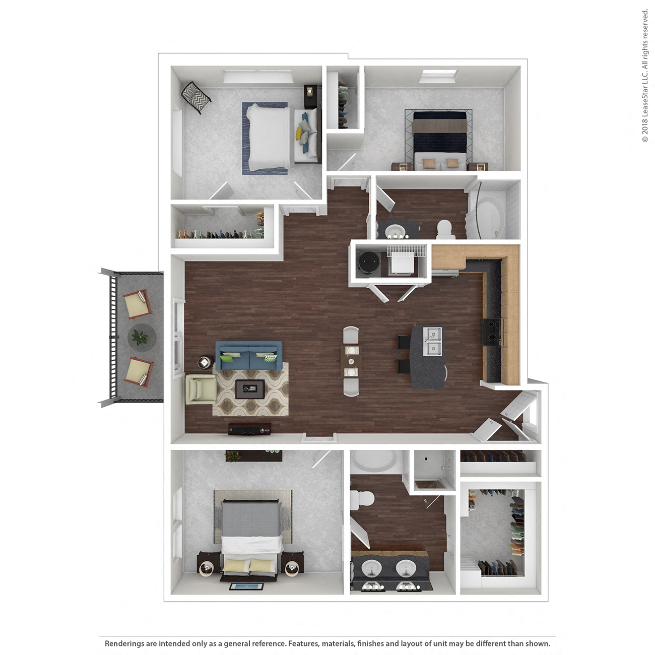 C1 with Furniture Floor Plan at 45 Madison Apartments, Kansas City, MO, 64111