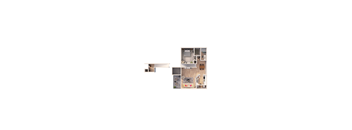A dollhouse with a white background and a dollhouse with a wooden background.