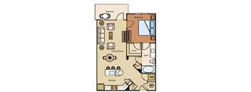 1 bed 1 bath Cedar Floor Plan at The Loree, Jacksonville, Florida