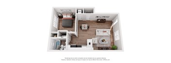 Chambre 1 bedroom 1 bathroom Floor Plan at The Courtyards of Chanticleer Apartments, Virginia Beach 23451