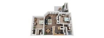 The Carolina 2 Beds 2 Baths Floor Plan at Chapel View Apartments in Chapel Hill, NC