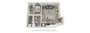 Floor plan of The Meadow 1 bedroom apartment  at Circ Apartments, Richmond, VA