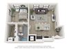 Floor plan of The Meadow 1 bedroom apartment