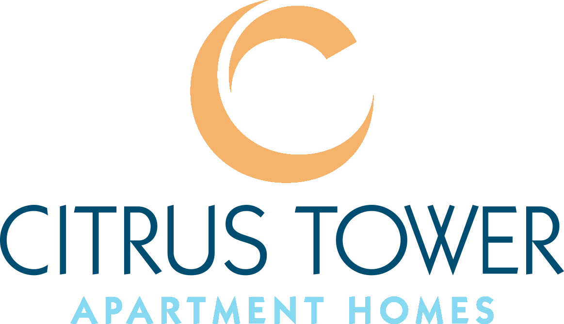 A logo with a letter C in orange and the words Citrus Tower Apartment Homes in blue.