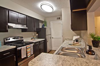 Dark Oak Style Cabinetry at River Oak Apartments, PRG Real Estate, Louisville, KY, 40206