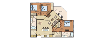 3 bed 2 bath Hemlock Floor Plan at The Loree, Jacksonville, Florida