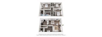 The Lake| 3 Bedroom 2.5 Bathroom Floor Plan at Lakecrest Apartments, PRG Real Estate Management, Greenville, SC, 29615
