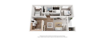 The Pointe| 2 Bedroom 1 Bathroom Floor Plan at Lakecrest Apartments, PRG Real Estate Management, Greenville, SC, 29615