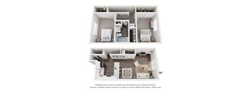 The Towne| 2 Bedroom 1.5 Bathroom Floor Plan at Lakecrest Apartments, PRG Real Estate Management, Greenville, SC, 29615