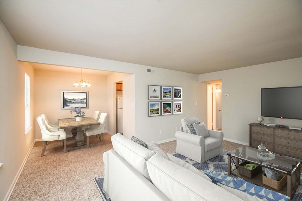 Living Room Come Dining Area at Country Club Apartments, Williamsburg, VA, 23185