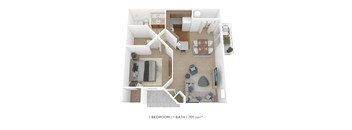 a floor plan of 1 bedroom with 1 bath  at Palm Crossing, Winter Garden, FL