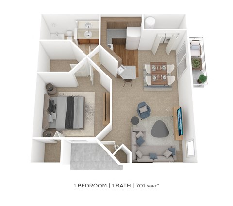 a floor plan of 1 bedroom with 1 bath  at Palm Crossing, Winter Garden, FL