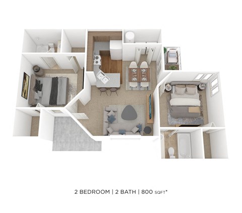 Morgan Promenade Floorplan 2BR 2BA 800sqft  at Palm Crossing, Florida, 34787