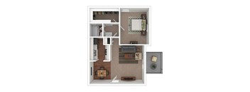 A1 Floor 1 bedroom 1 bathroom Plan 800 Sq.Ft. at Planters Trace, Charleston, South Carolina