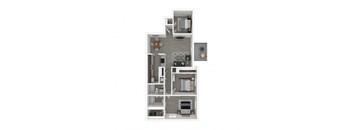 C1 2 bedroom 2 bathroom Floor Plan 1292 Sq.Ft. at Planters Trace, South Carolina, 29414
