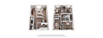 Provence 3 bedroom 2 bathroom Floor Plan at The Courtyards of Chanticleer Apartments, Virginia Beach, VA