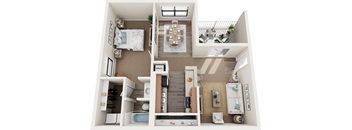 1 bed 1 bath floor plan at Sawgrass Apartments, Charleston