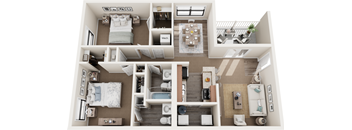 2 bed 2 bath floor plan at Sawgrass Apartments, South Carolina, 29412