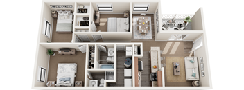 3 bed 2 bath floor plan at Sawgrass Apartments, Charleston, SC