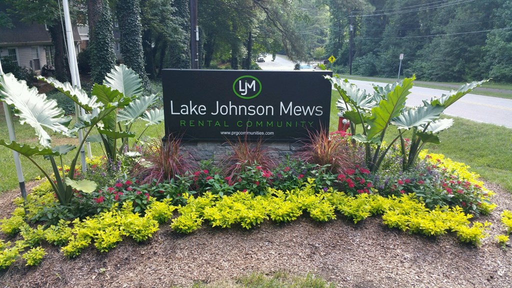 Property Sign at Lake Johnson Mews Apartments, PRG Real Estate Management, Raleigh