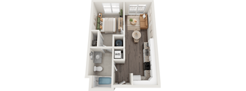 Kenwood 1 Bed 1 Bath Floor Plan at South 16 At The Bridges, Roanoke, 24016