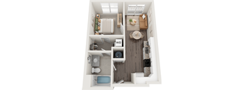 Harrison 1 Bed 1 Bath Floor Plan at South 16 At The Bridges, Roanoke