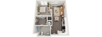 Arrowood 1 Bed 1 Bath Floor Plan at South 16 At The Bridges, Roanoke, VA 24016