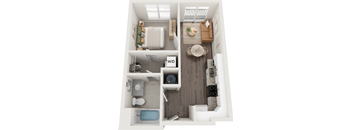 Jefferson 1 Bed 1 Bath Floor Plan at South 16 At The Bridges, Roanoke, VA