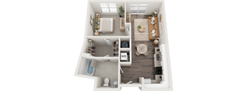 Norwood  1 Bed 1 Bath Floor Plan at South 16 At The Bridges, Roanoke, Virginia 24016
