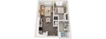 Ridgewood  1 Bed 1 Bath Floor Plan at South 16 At The Bridges, Roanoke VA