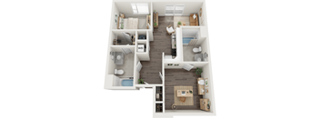 Westview 2 Bed 2 Bath Floor Plan at South 16 At The Bridges, Roanoke, 24016