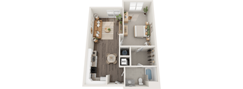Williamson 1 Bed 1 Bath Floor Plan at South 16 At The Bridges, Roanoke, Virginia 24016