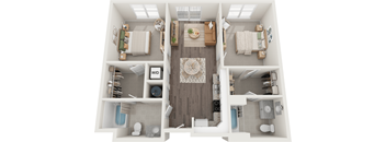 Wilmont 2 Bed 2 Bath Floor Plan at South 16 At The Bridges, Roanoke Virginia