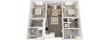 Belmont 2 Bed 2 Bath Floor Plan at South 16 At The Bridges, Roanoke