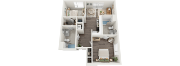 Edgewood 1 Bed 2 Bath Floor Plan at South 16 At The Bridges, 24016