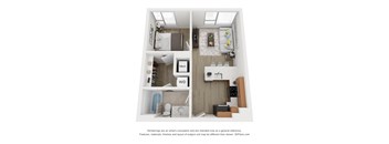 The Atlantic - one bedroom floor plan  at South Falls Tower, Virginia