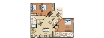3 bed 2 bath Spruce Floor Plan at The Loree, Jacksonville